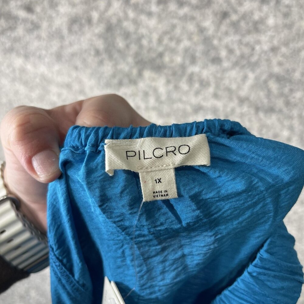 Pilcro Dress Womens 1X Blue Sleeveless Swing Maxi Scoop Neck Anthropologie Plus - Picture 6 of 10